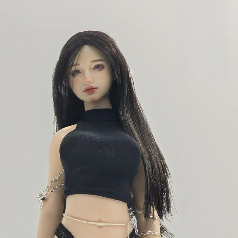 1/6 Maßstab, schwarzes, verführerisches Outfit für weibliche Figuren: Oberteil mit freiem Schulterbereich und Hose, Kleidungsset für 12-Zoll-Soldaten-Actionfiguren, zur Dekoration von Szenen. – Detail 7