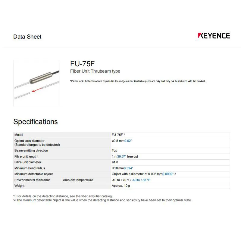 FU-75F KEYENCE New Original Counter-shot fiber optic sensor; available in large quantities, consult for details
