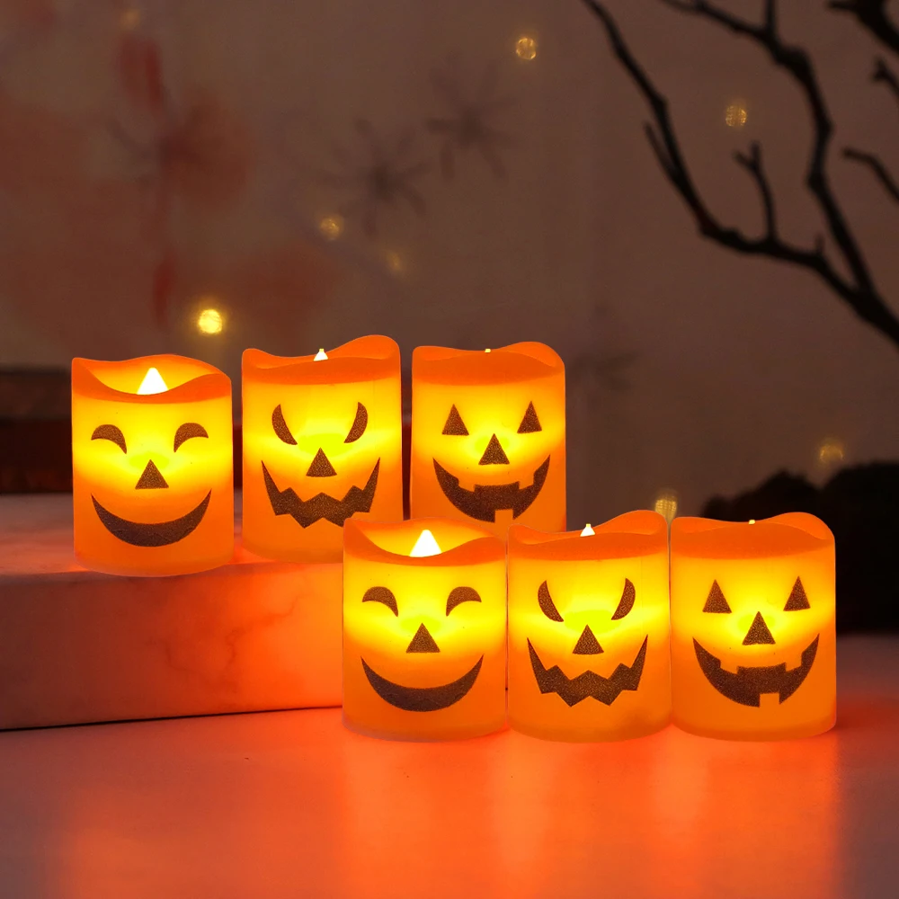 6pcs/ 12pcs Halloween Flameless Candles, LED Tealight Candles Battery Operated LED Flickering Candles Night Light for Halloween