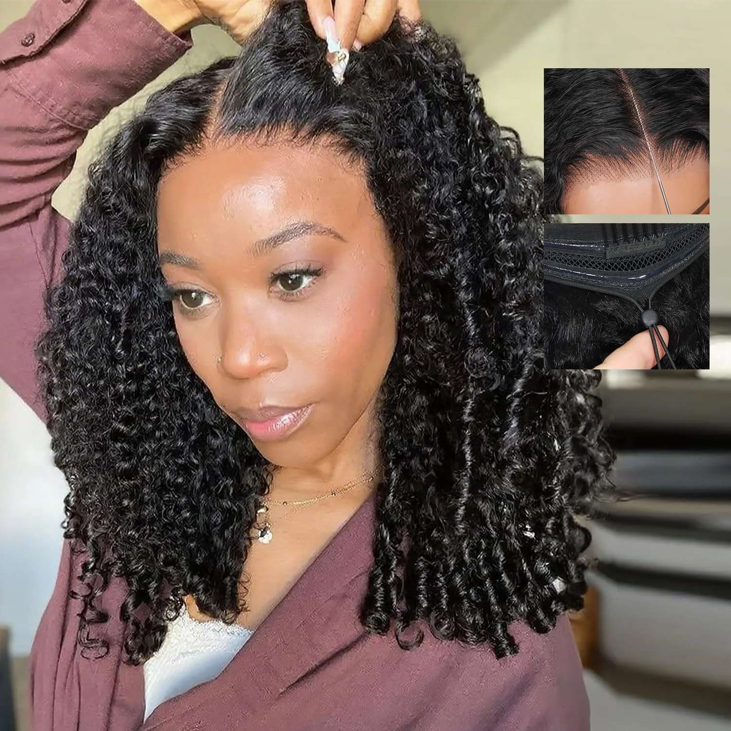 Glueless Wig Human Hair Burmese Curly 7x6 Lace Closure Wig Beginner Friendly HD Lace Bleached Knots Remy Human Hair Wigs