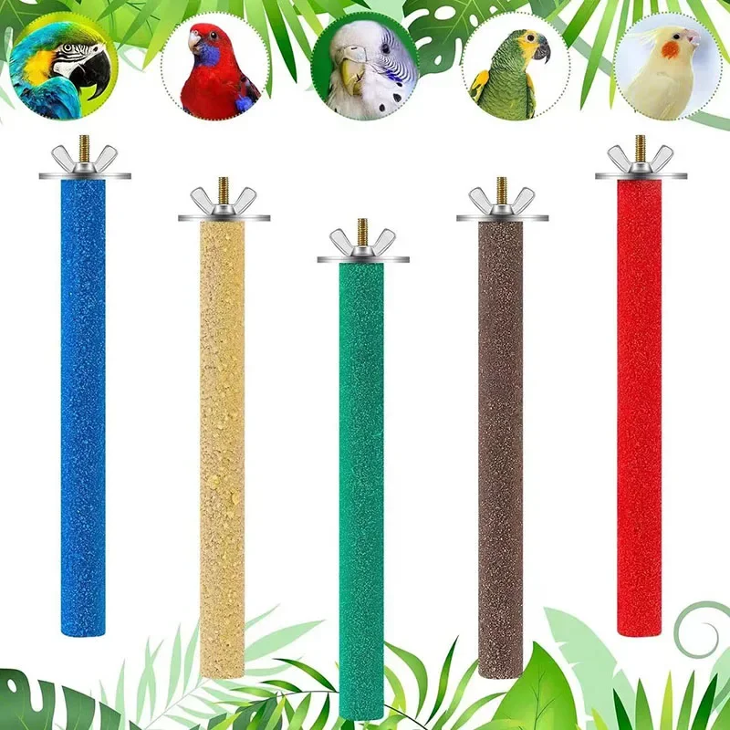 Colored Quartz Sand Pet Parrot Raw Wood Fork Tree Branch Stand Rack Squirrel Bird Hamster Branch Perches Chew Bite Toys Stick