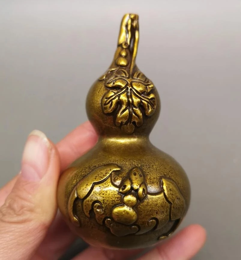 

China brass archaize gourd small crafts statue