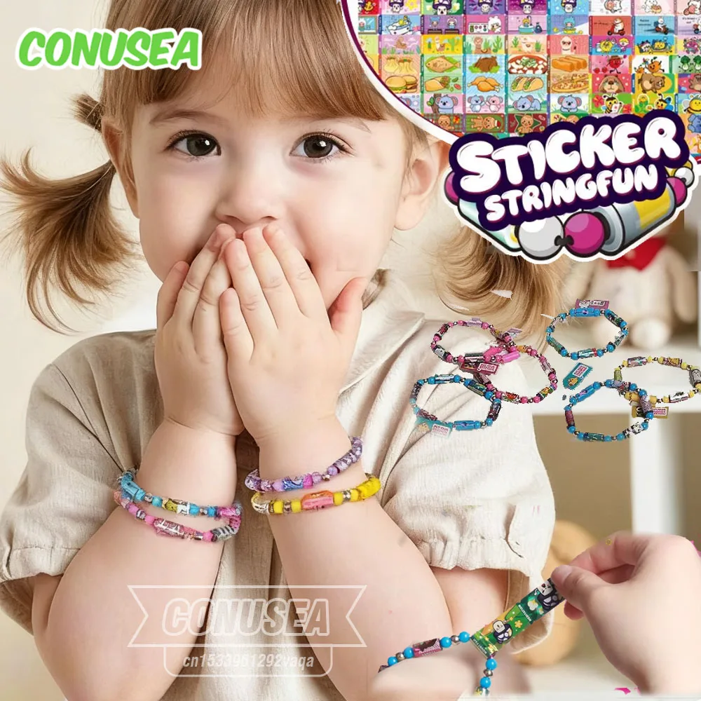 Children's Crafts Handmade Beads Toys Plastic Bracelets Stick Rolls Diy Beads Stickers Necklace Jewelry Toys for Girls Children