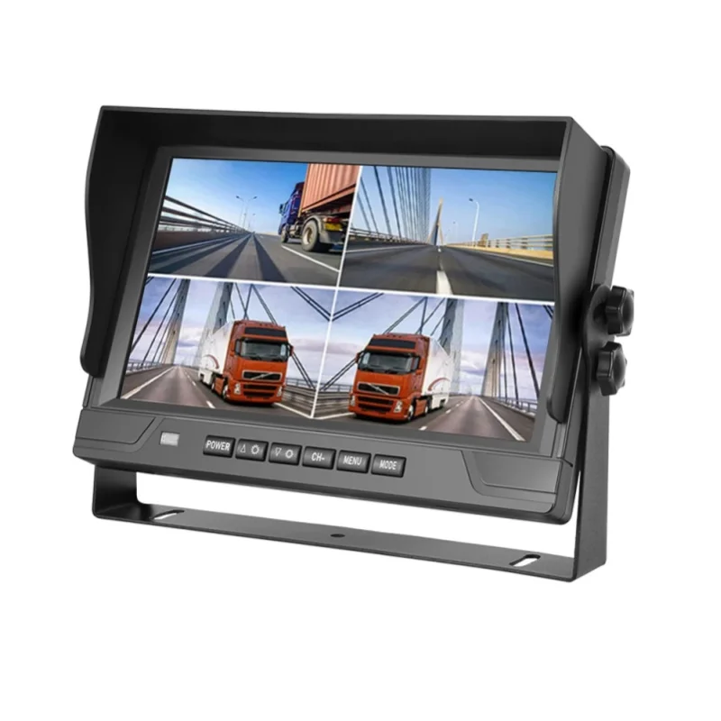 Podofo 9-Zoll-Rückfahrkamera-Set, 4-Kanal, 1080P, Nachtsichtkameras, Einparkhilfe-Rückfahrsystem für LKW/Schulbusse/Busse
