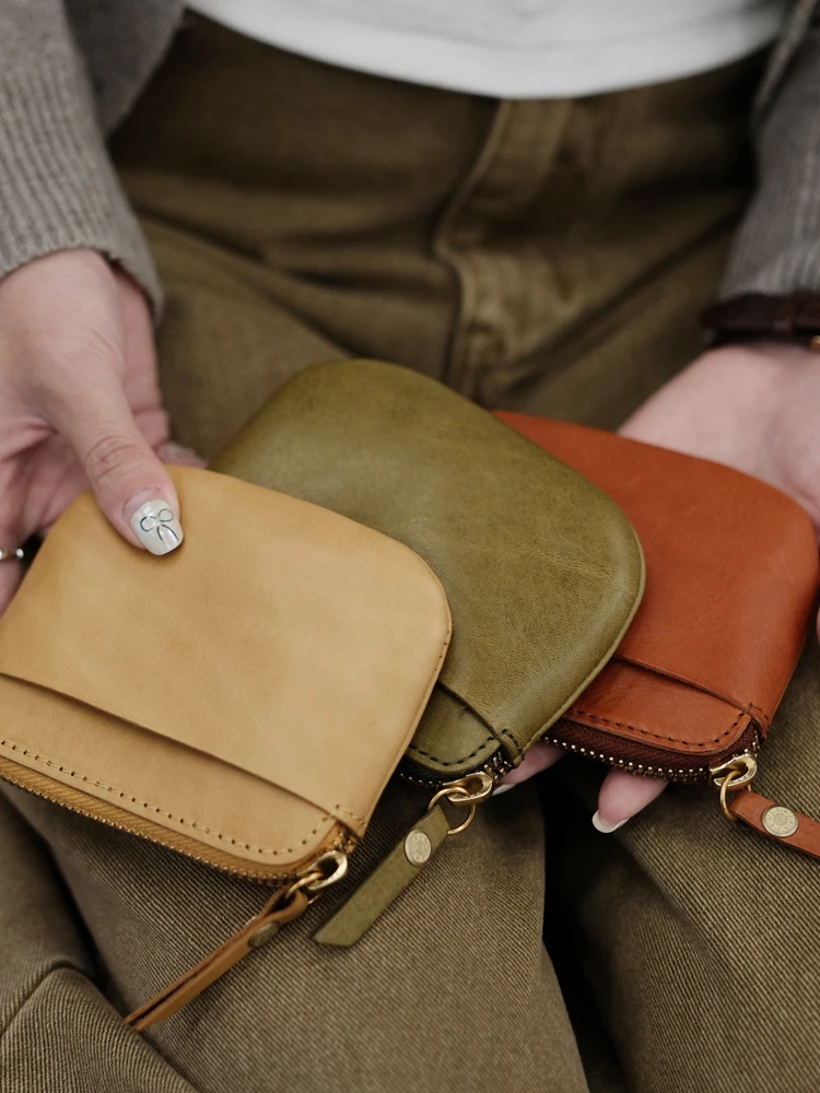 portable-leather-coin-purse-card-holder-two-in-one-retro-american-style-zipper-closure-genuine-cowhide-pure-color