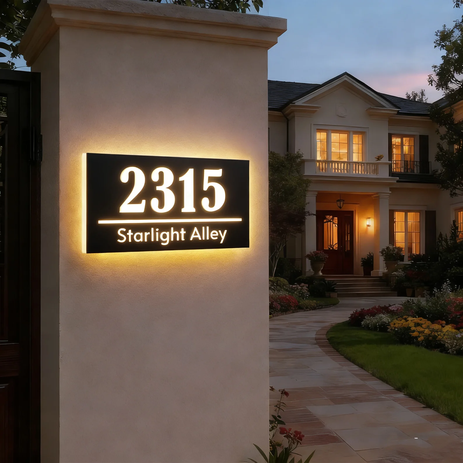 

Индивидуальная большая водонепроницаемая табличка с подсветкой из нержавеющей стали 304, современный светящийся номер дома, персонализированный подарок на новоселье