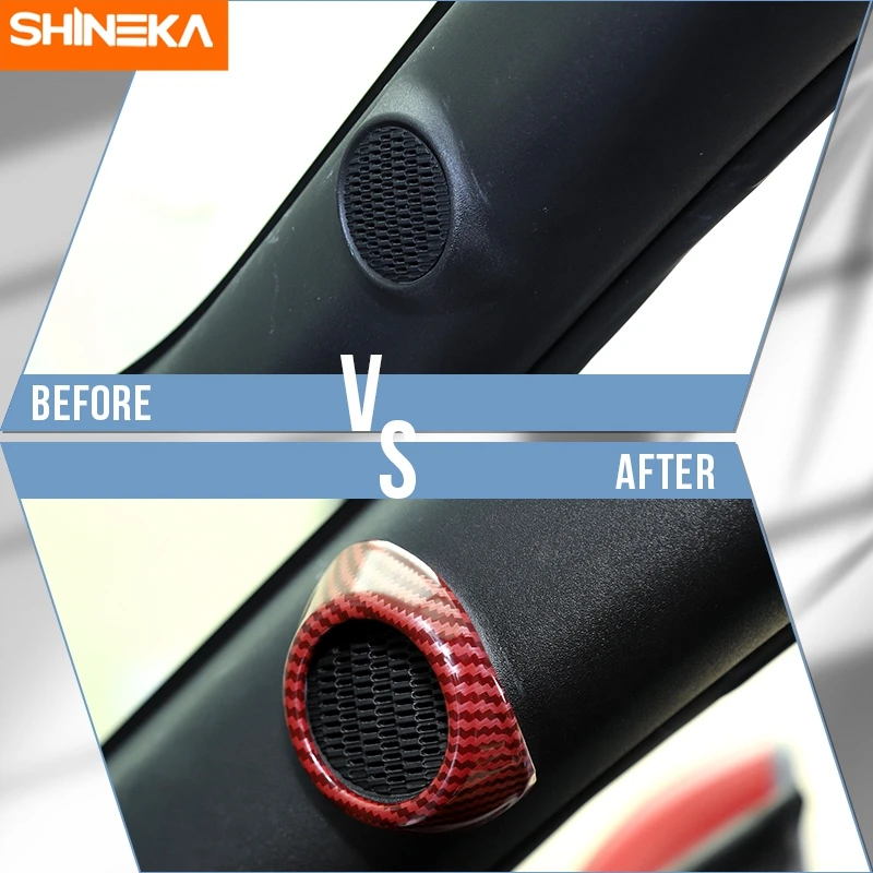 SHINEKA ABS Car A Pillar Door Audio Stereo Speaker Decoration Cover Trim Stickers For Ford Mustang 2015 Up Interior Accessories