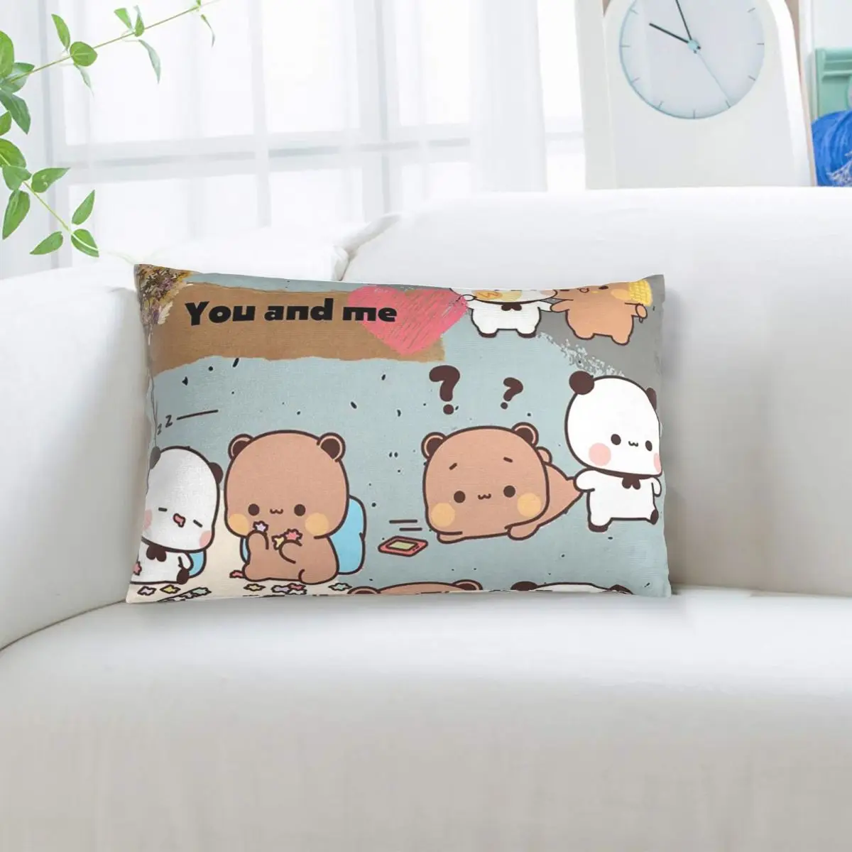 Bear And Panda Bubu Dudu Rectangle Pillowcase Cushion Cover Decor Bedroom Bed Home Comfort Throw Pillow