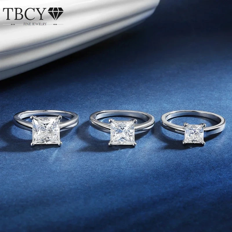 

TBCYD 1-3 карата принцесса огранки муассанит стерлингового серебра 925 пробы белый позолоченный 18 карат для женщин роскошный свадебный подарок ювелирные украшения