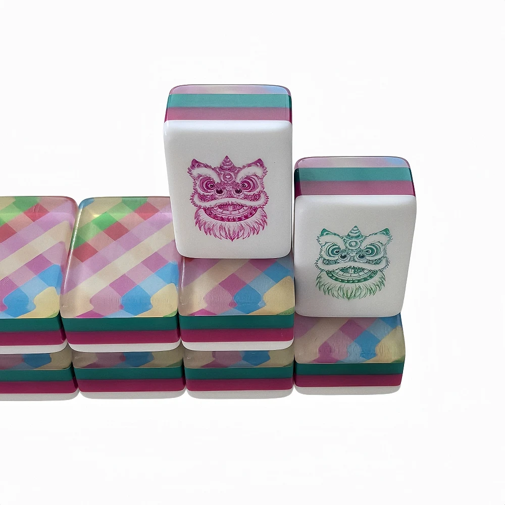 160 Tiles Plaid Acrylic American Mahjong Set Engraved Luxury Mah Jongg Tiles Portable Table Game for Family Party Surprise Gift