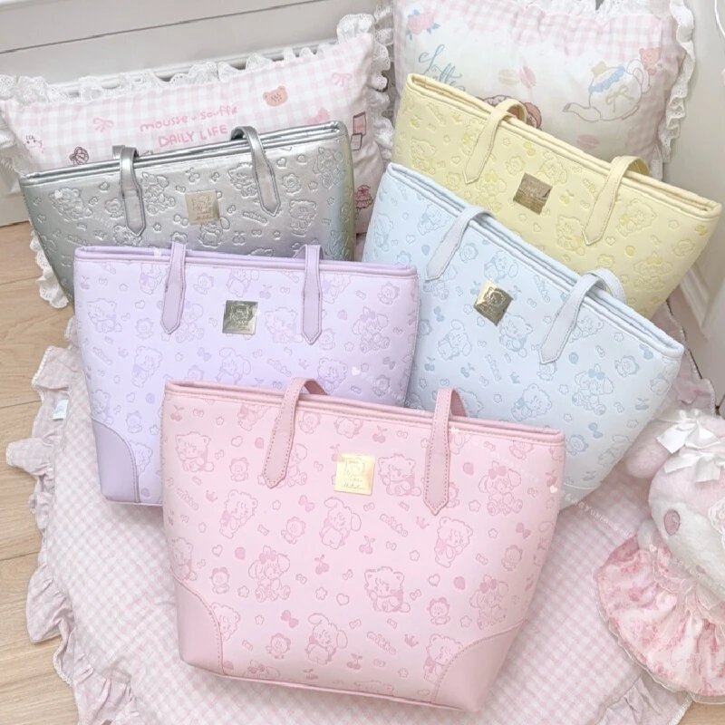 

Розовая большая сумка-кошелек для женщин, кожаная сумка с кавайным принтом, большая вместительная сумка, милая сумка на плечо для пригородных поездок, студенческие подарки