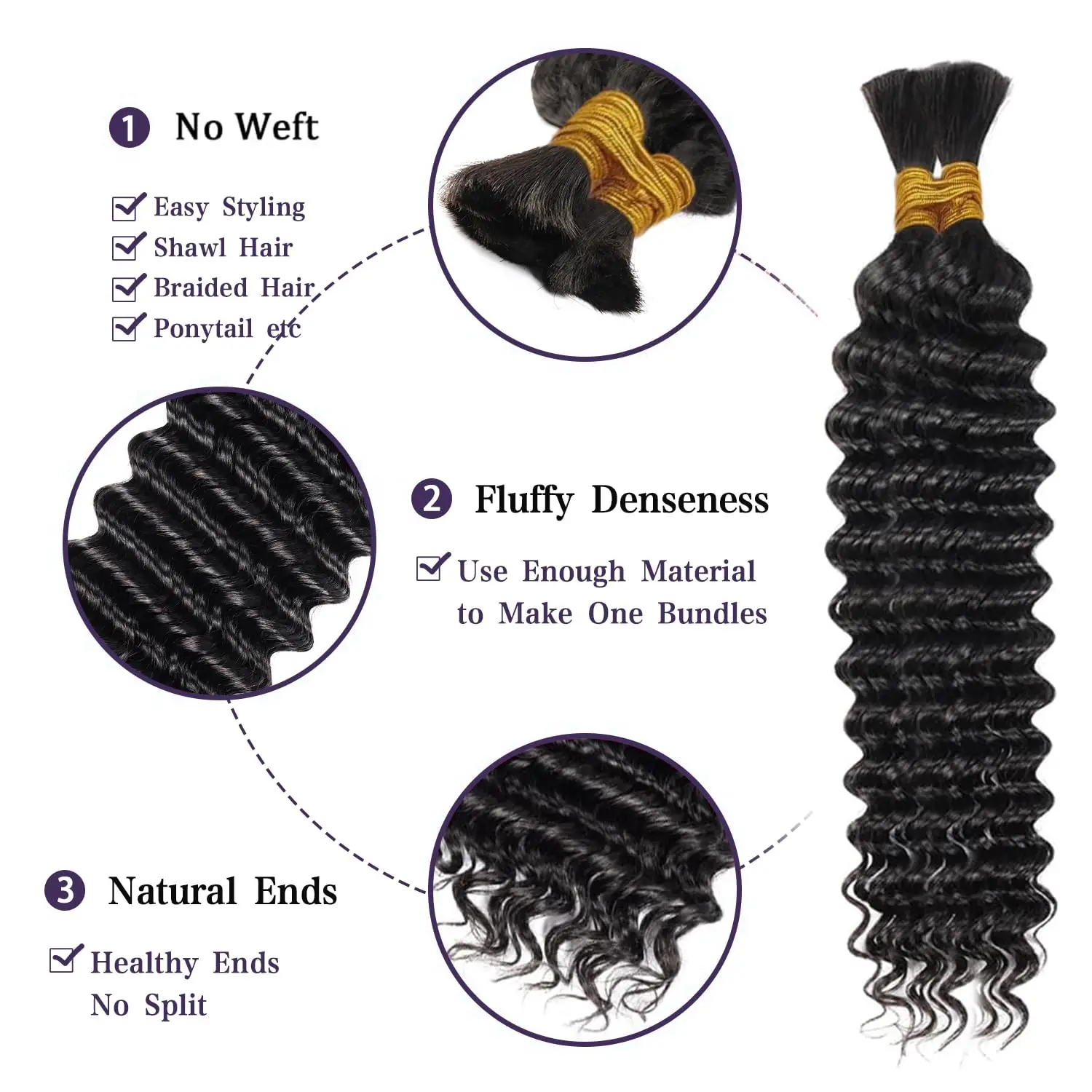 Human Braiding Hair 26 Inch Deep Wave Bulk Hair For Braiding No Weft Brazilian Virgin Human Hair Bundles Curly For Boho Braids