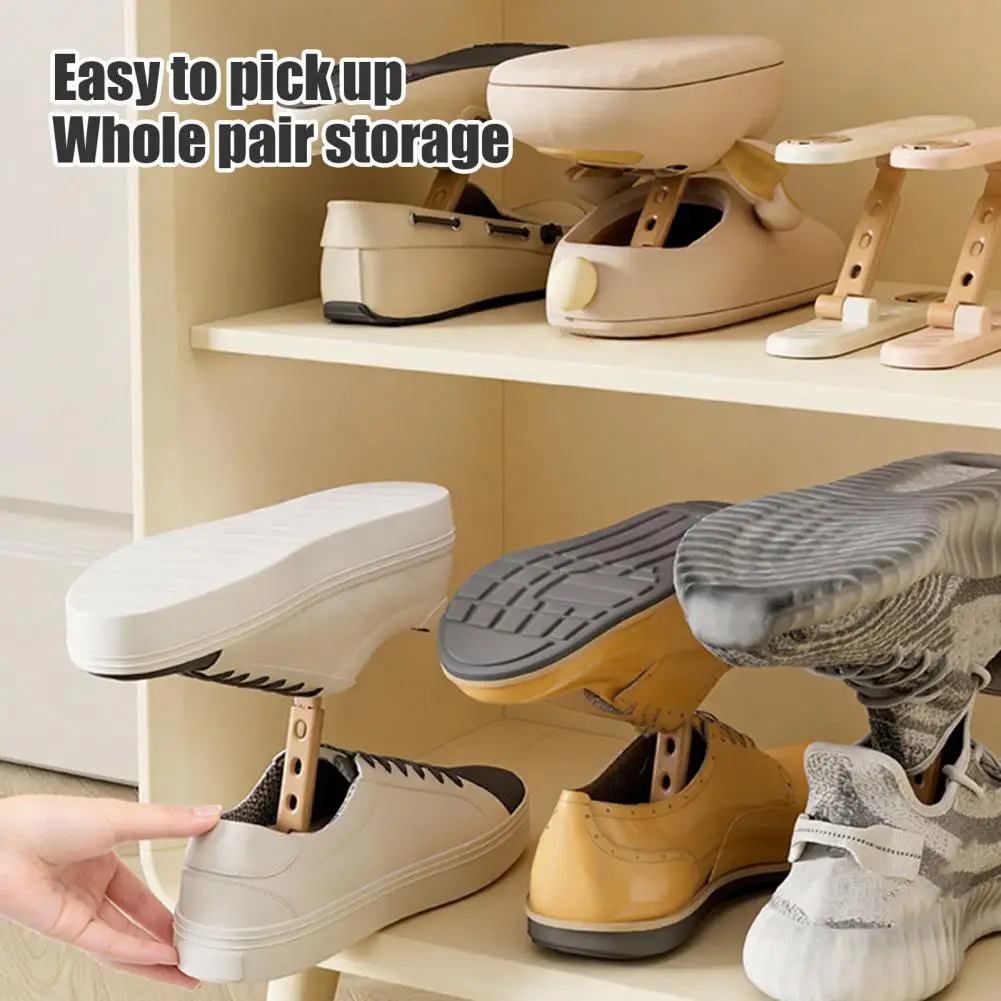 Adjustable 3-Level Shoe Organizer Storage Rack Stacker with Box Space Saving Holder for Home Cabinet
