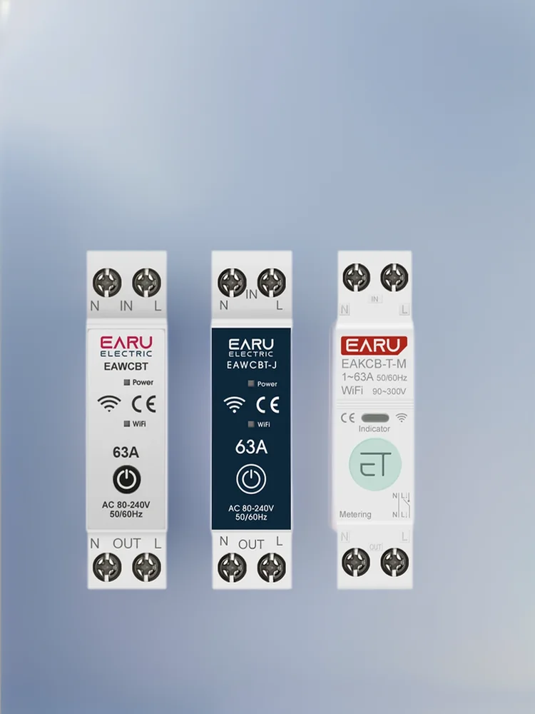 Tuya wifi disjuntor inteligente mcb 1p + n 63a temporizador energia de energia kwh tensão medidor