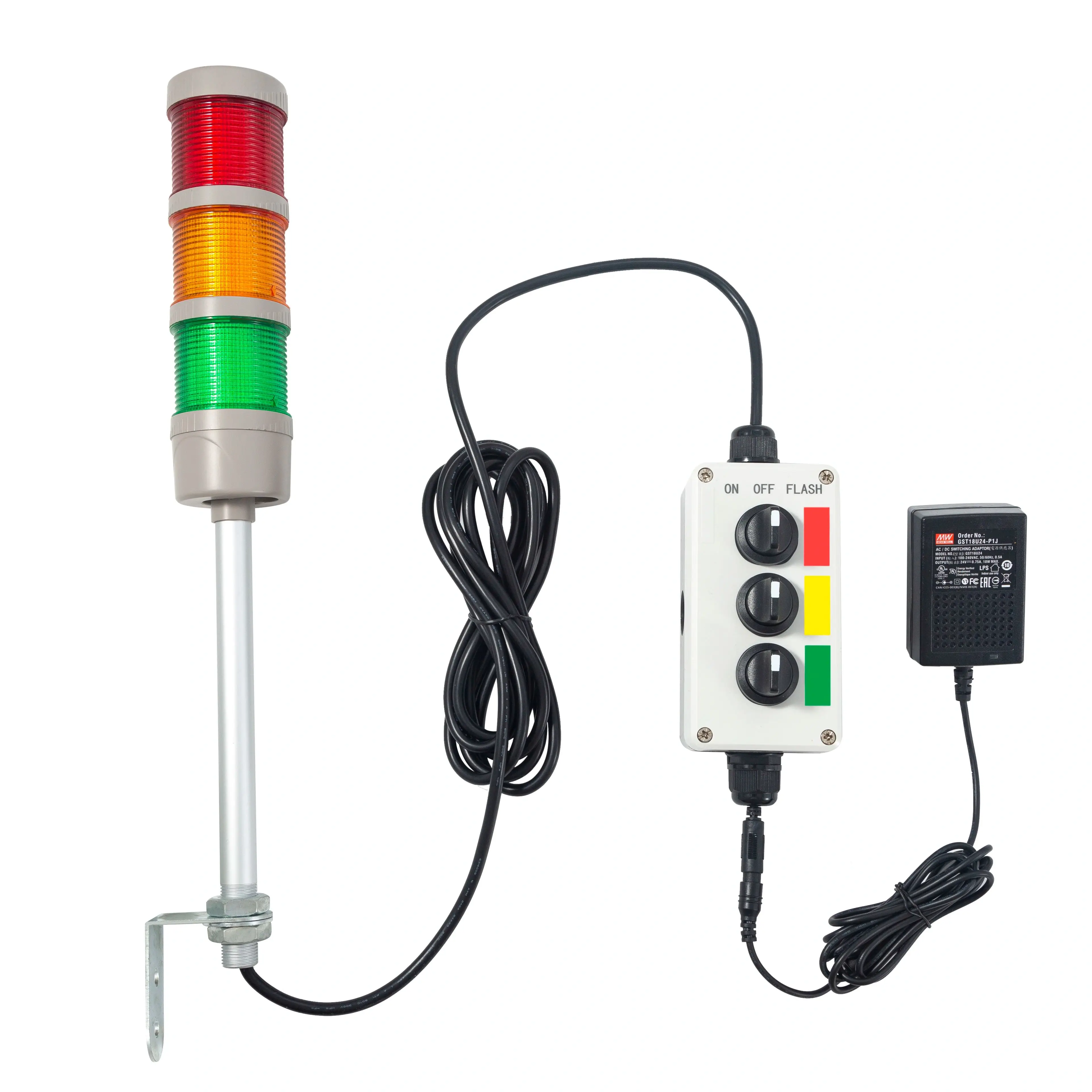 ANDONT 3 Stack Super Bright LED Andon Tower Lights, Red/Yellow/Green, ON-Off-Flash,Plug Play Ready