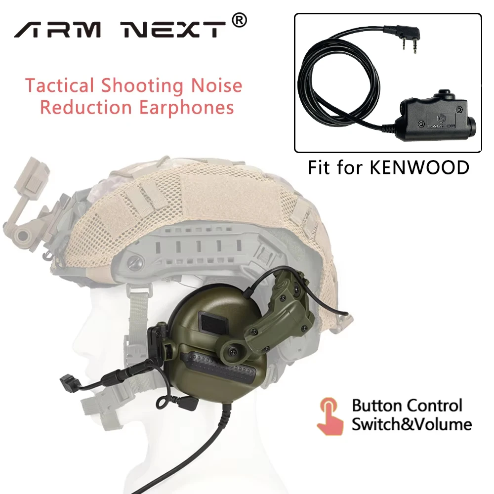 ARM NEXT F30Tactical Headphones and Tactical PTT Adapter fit for KENWOOD Airsoft Shooting Earmuffs Electronic Hearing Protection