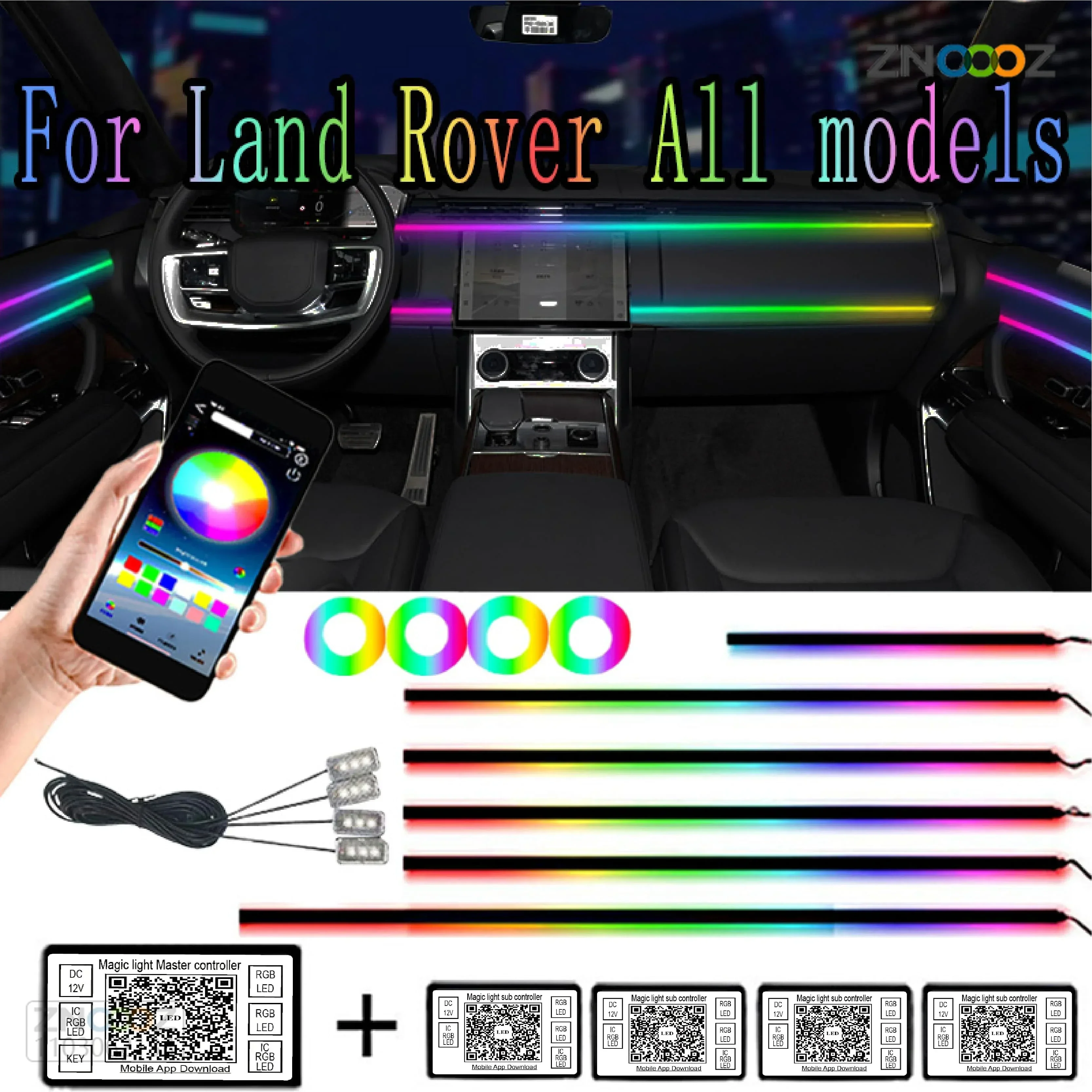 

Для Land Rover 64 цвета RGB Автомобильная симфония фотоинтерьер окружающей среды