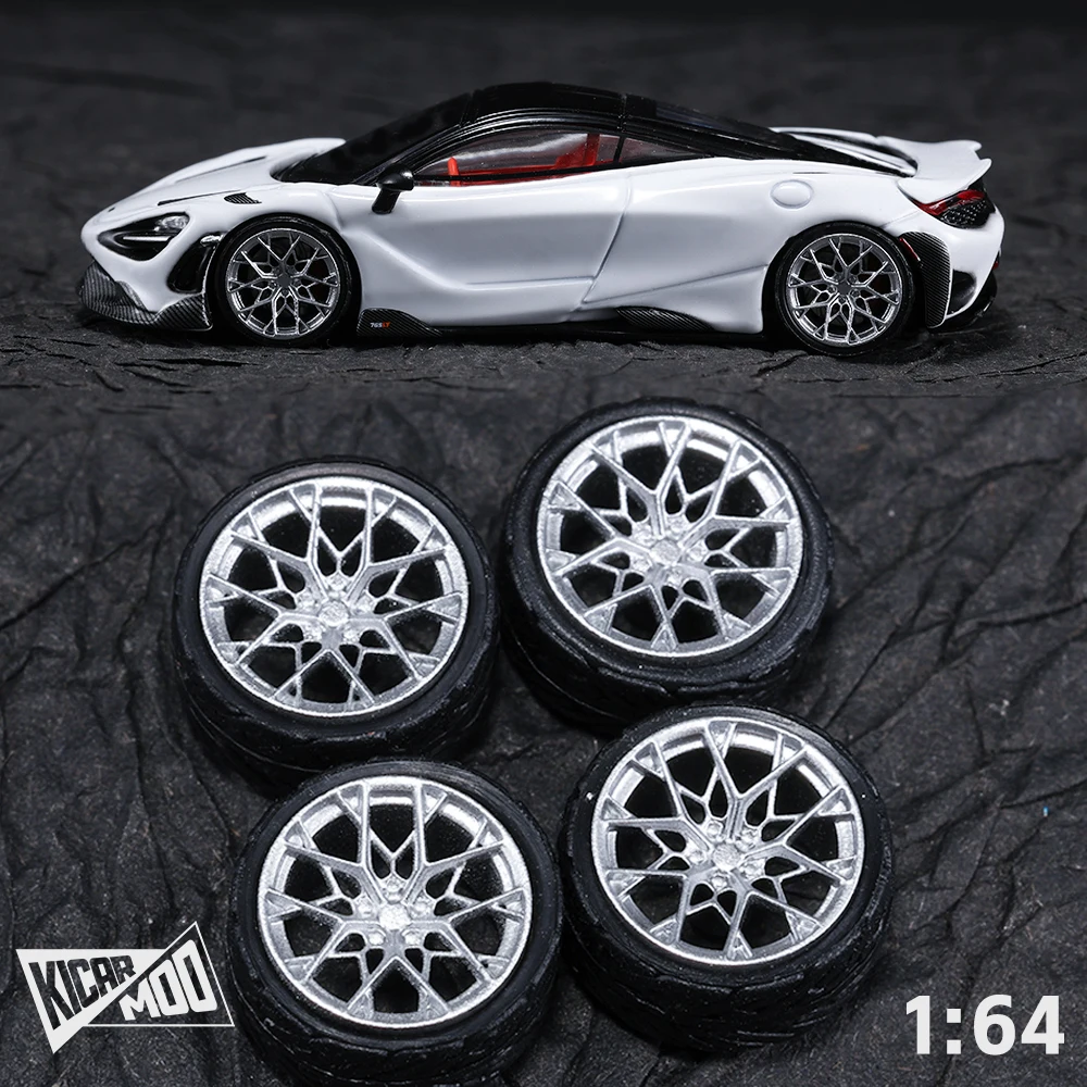 Kicarmod 1/64 Resin Model Wheels for GT500 Diecast Model Car with Brake Discs & Calipers Resin Rim Upgrade Parts