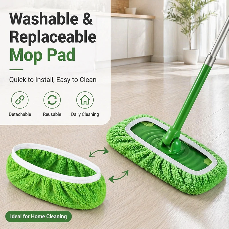 5pcs Reusable Coral Fleece Mop Pads Washable Wet Mopping Cloths High Absorbent Replacement Cleaning Pads for Standard Flat Mops