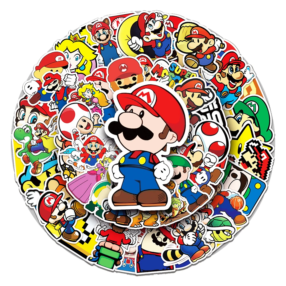 10/30/50pcs Anime Super Mario Game Stickers Cool Cartoon Sticker Laptop Skateboard Car Notebook Luigi Yoshi Decals Kids Toy