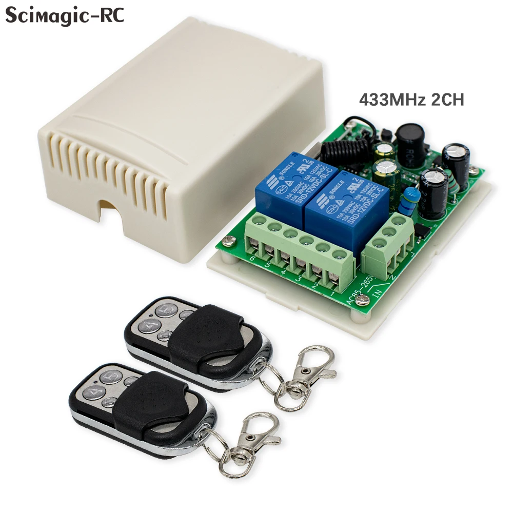 

RF433Mhz Универсальный беспроводной приемник дистанционного управления AC110V 220V 2CH релейный модуль 2B передатчик для гаражных ворот, двигателя, освещения