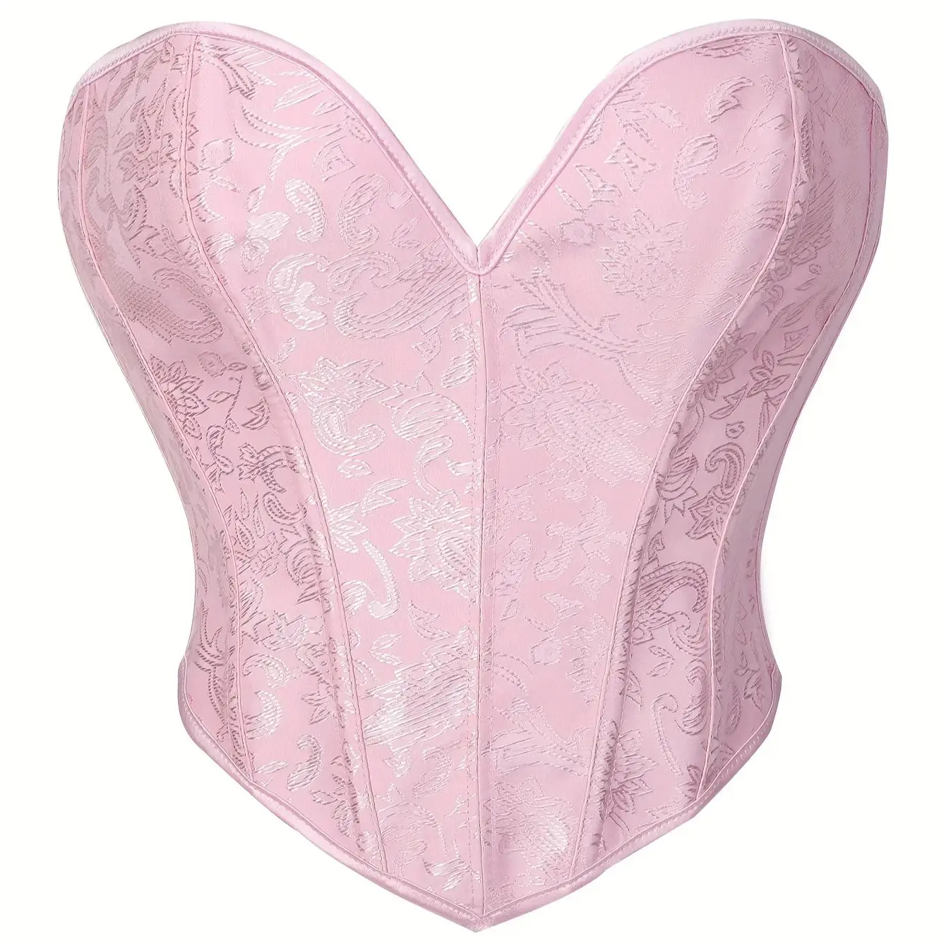 Corsé Rosa Gótico Victoriano para Mujer, Bustier Vintage sin Tirantes, Top Corto sin Hombros, Corsé Tubo sin Espalda