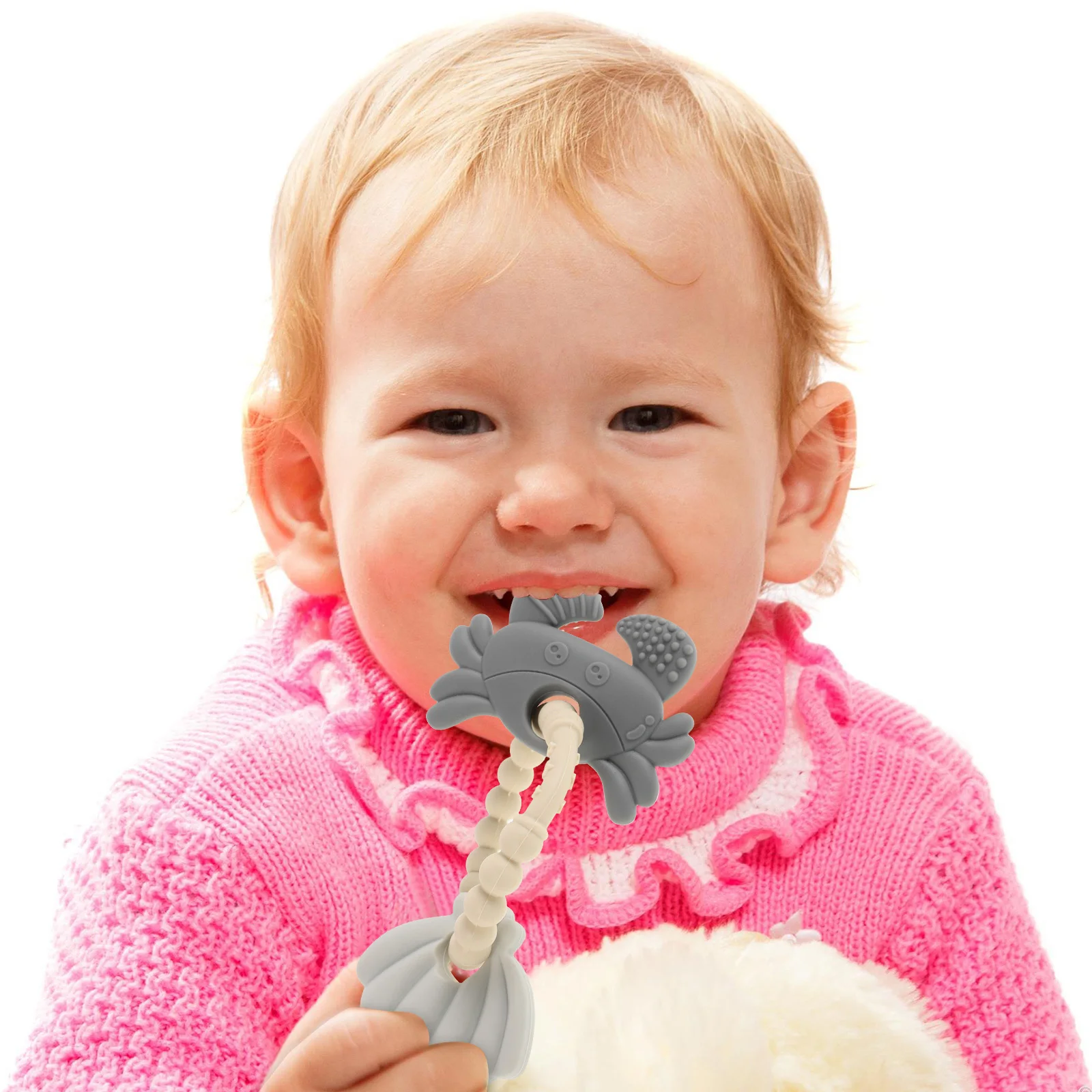 

Baby Teething Ring Silicone Crab Shape Soft Infant Chew Relief Newborn Toddler Safe Grasping Developmental Teether