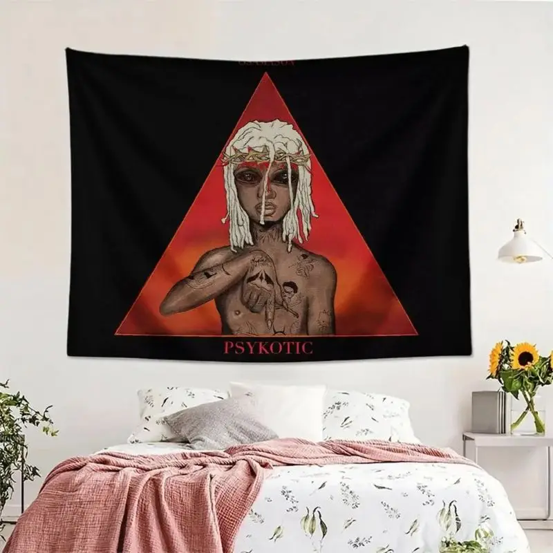 VIKAMA Dark Triangle Tattoo Figure Wall Tapestry Polyester Wall Hanging for Bedroom Dorm Music Game Room Hip Hop Home Decor