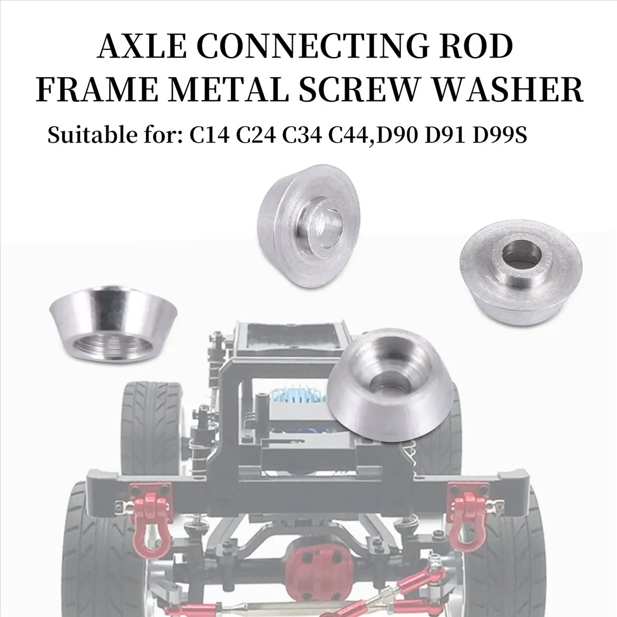 【CYBER MONDAY】8Pcs Metal Connecting Rod Screw Gasket Shim Washer Rest for C14 C24 C34 C44 MN D90 D91 D99S RC Car,Silver