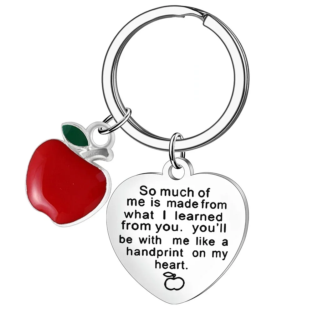 Cute Teacher Christmas Valentines Gifts Keychain Teacher Appreciation Gifts Key chain Keyring Holder Teachers ' Day gift