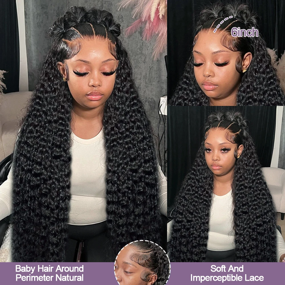 44 بوصة 100 نصف الباروكات شعر الإنسان HD الدانتيل شعر مستعار أمامي غريب مجعد 13x6 موجة عميقة الفيتنامية أمامي المياه مضفر البورمية مجعد #3
