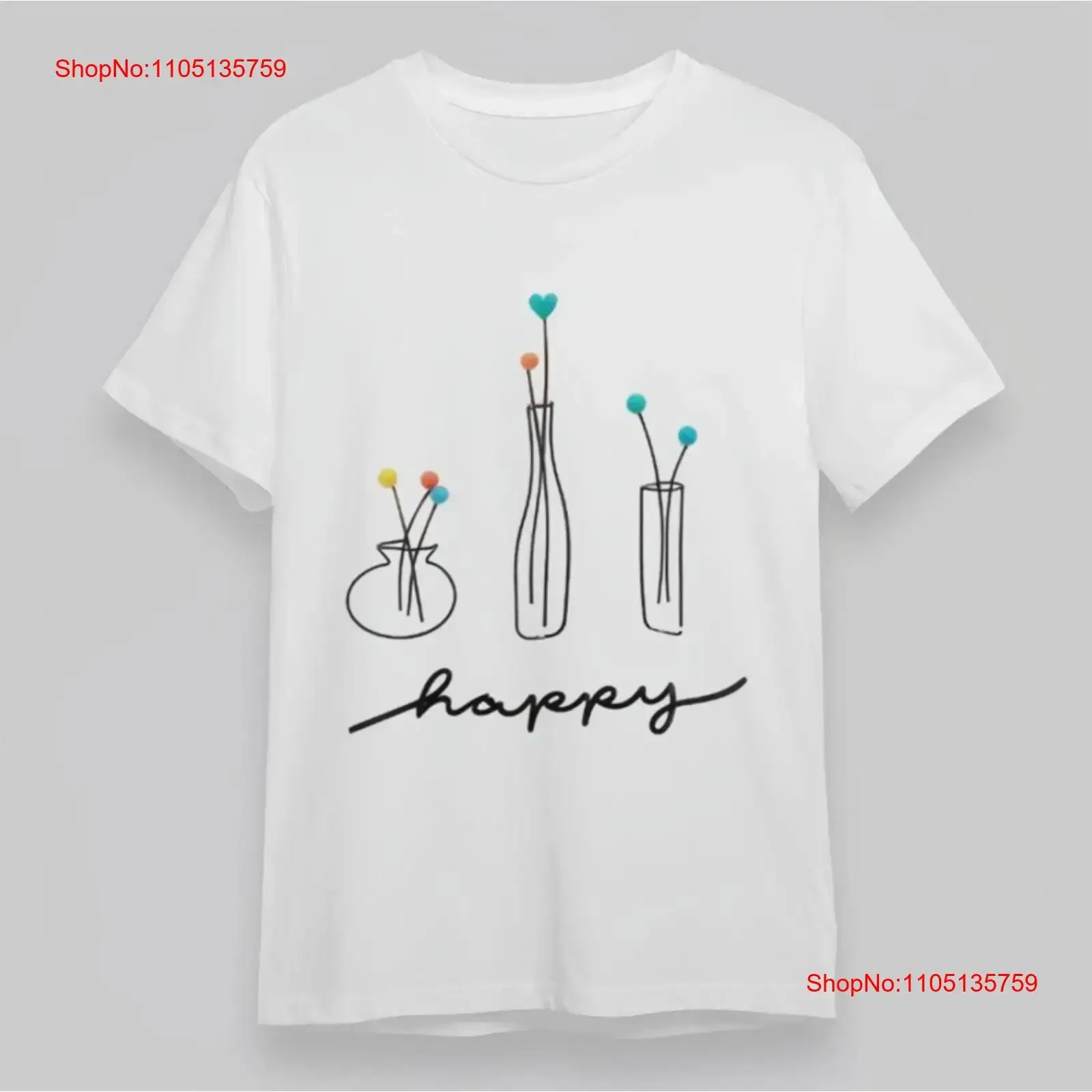 

Женская трендовая классическая футболка с вазами-трио с разноцветными сферами, винтажная стираная дышащая универсальная растянутая футболка с изображением счастливого искусства