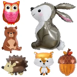 Forest Theme Party Balloon Fox Hedgehog Raccoon Animal Foil Balloons Birthday Woodland  Decor Brown Latex Balloon Baby Shower