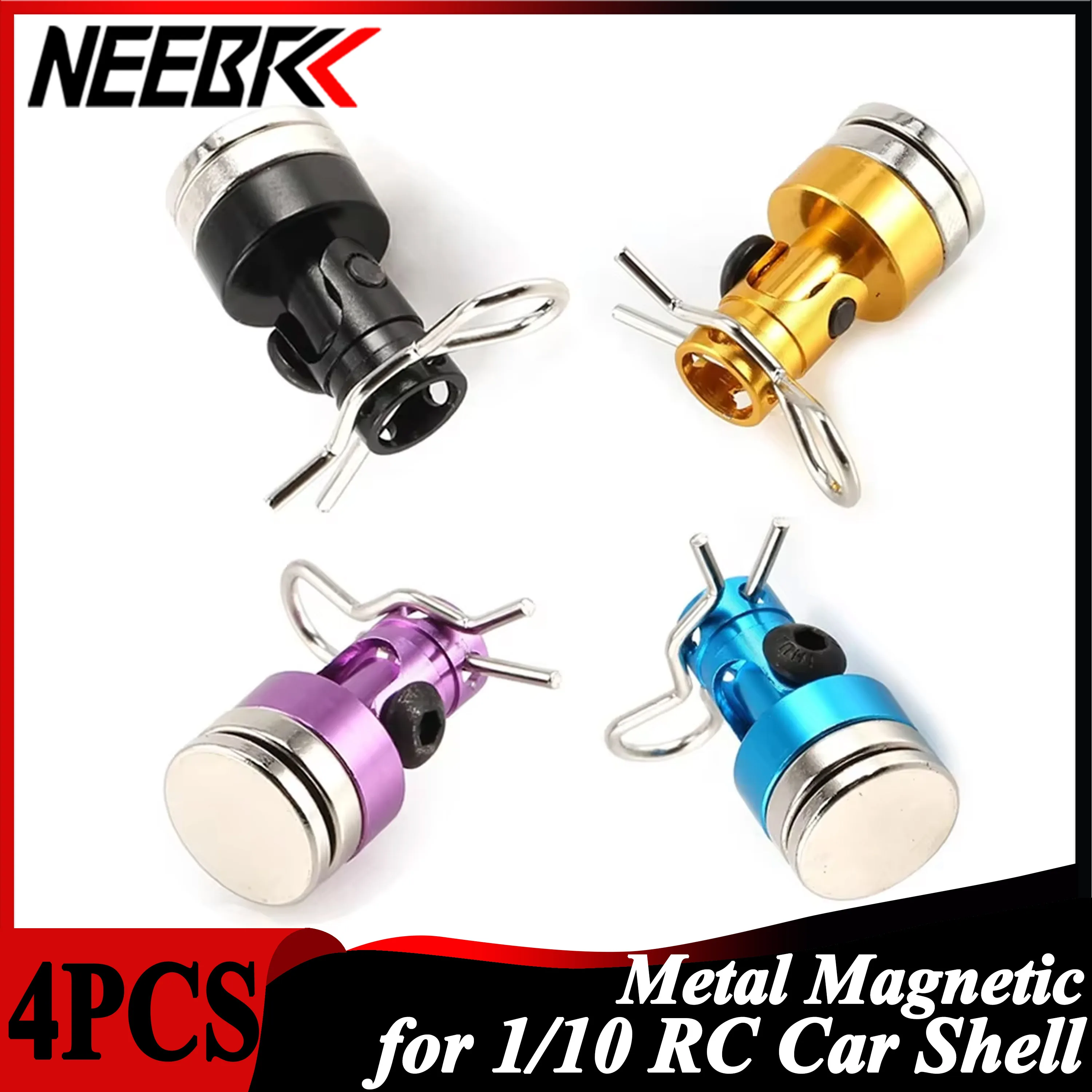 4PCS NEEBRC Metal Strong Magnet Magnetic Stealth RC Car Shell Column Post for 1/10 Traxxas HSP Invisible Body Post Mount Clips