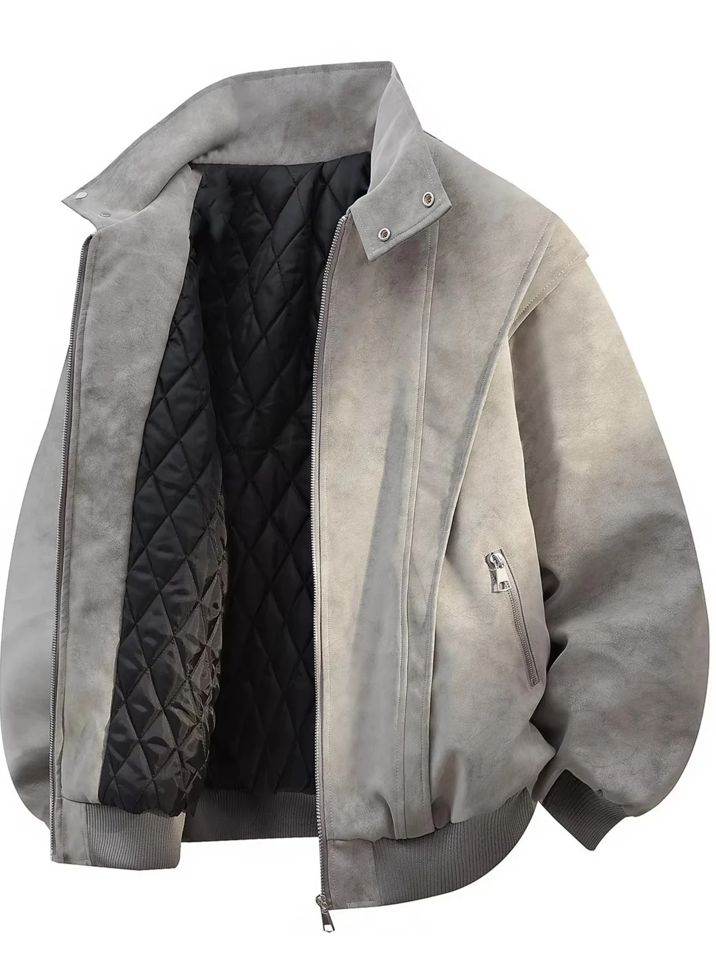 

Thiened Cotton Jaet Men's Winter Faion Brand ort Cotton Coat Stand Collar Water Waed Dyed in Tie Dye Pattern