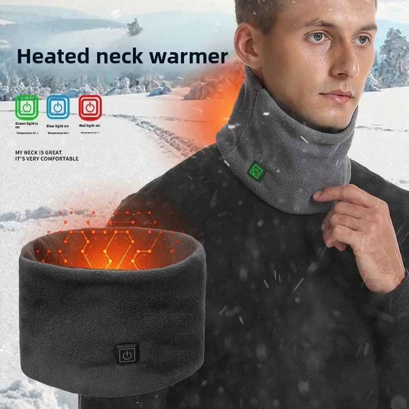 

USB Women Men Heating Neck Wrap Warmer Winter Fleece Electric Heated Scarf Pain Relief for Cycling Skiing Outdoor Camping