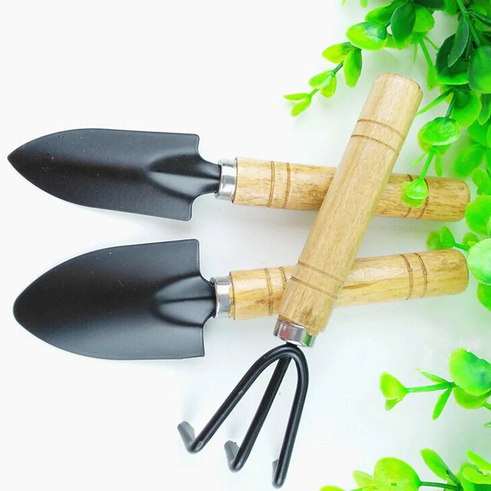 Mini set da giardino con cazzuola pala rastrello 3 pezzi piccoli utensili manuali per piantare giardinaggio interno esterno attrezzi da giardino leggeri