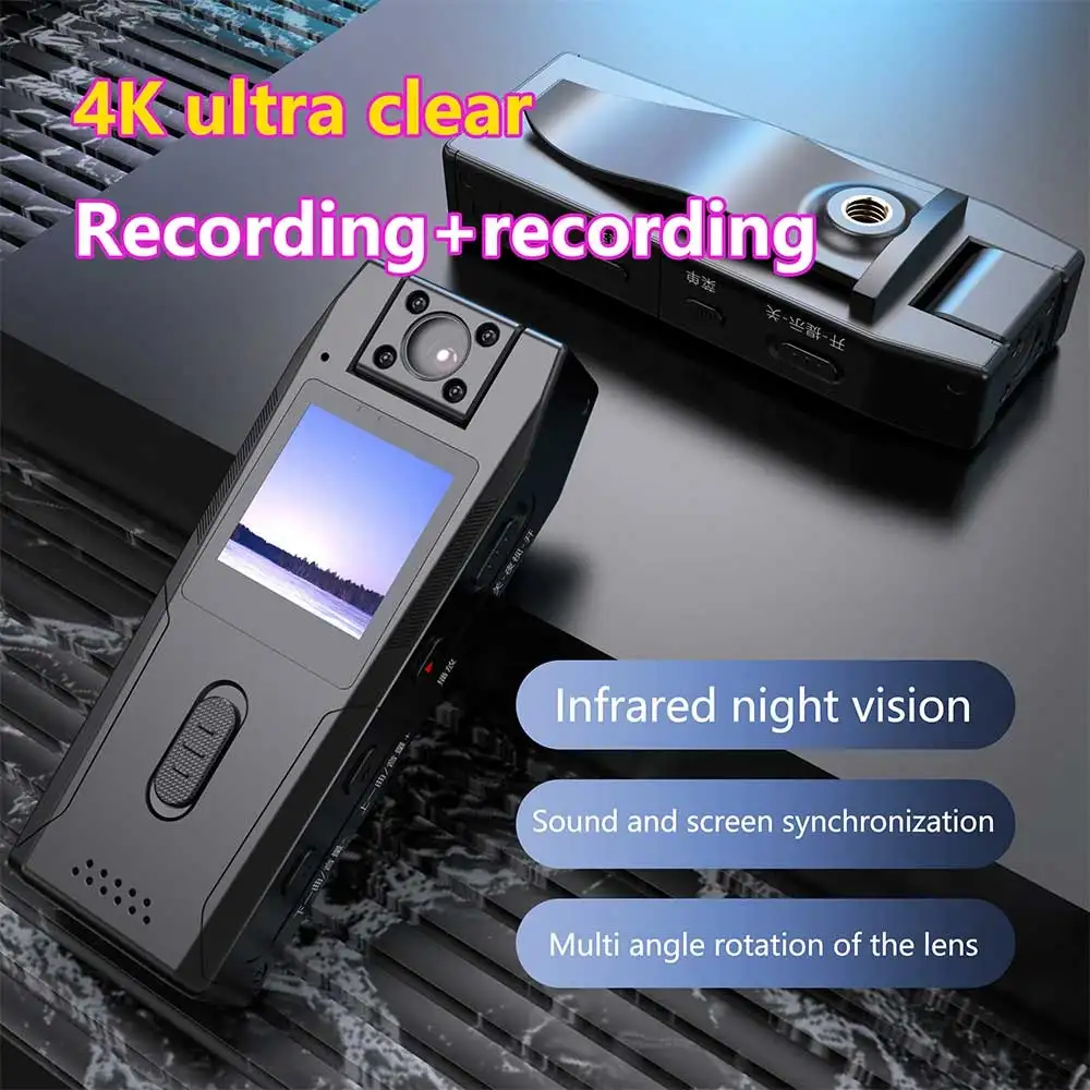 1080P HD Mini Camera Pen Portable Recorder Outdoor Sports Photography Camera with Night Vision 180° Rotating Support Hidden Card