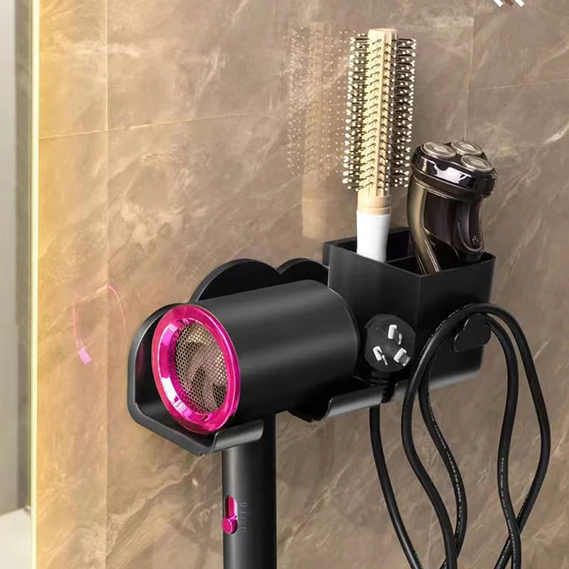 

Hair Dryer Holder Wall Mounted Hair Straightener Dryer Stand Bathroom Organizer Shelves Washroom Organization Shelves