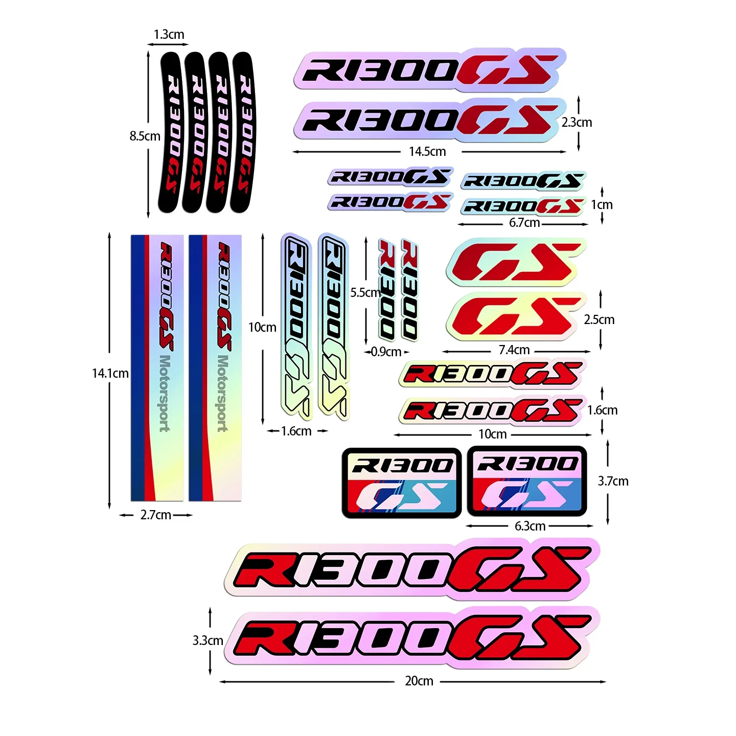 For R1300GS R 1300 GS R 1300GS 2 Sets Laser Motorcycle Stickers Moto Bike Fairing Fuel Tank Helmet Body Vinyl Accessories Decals