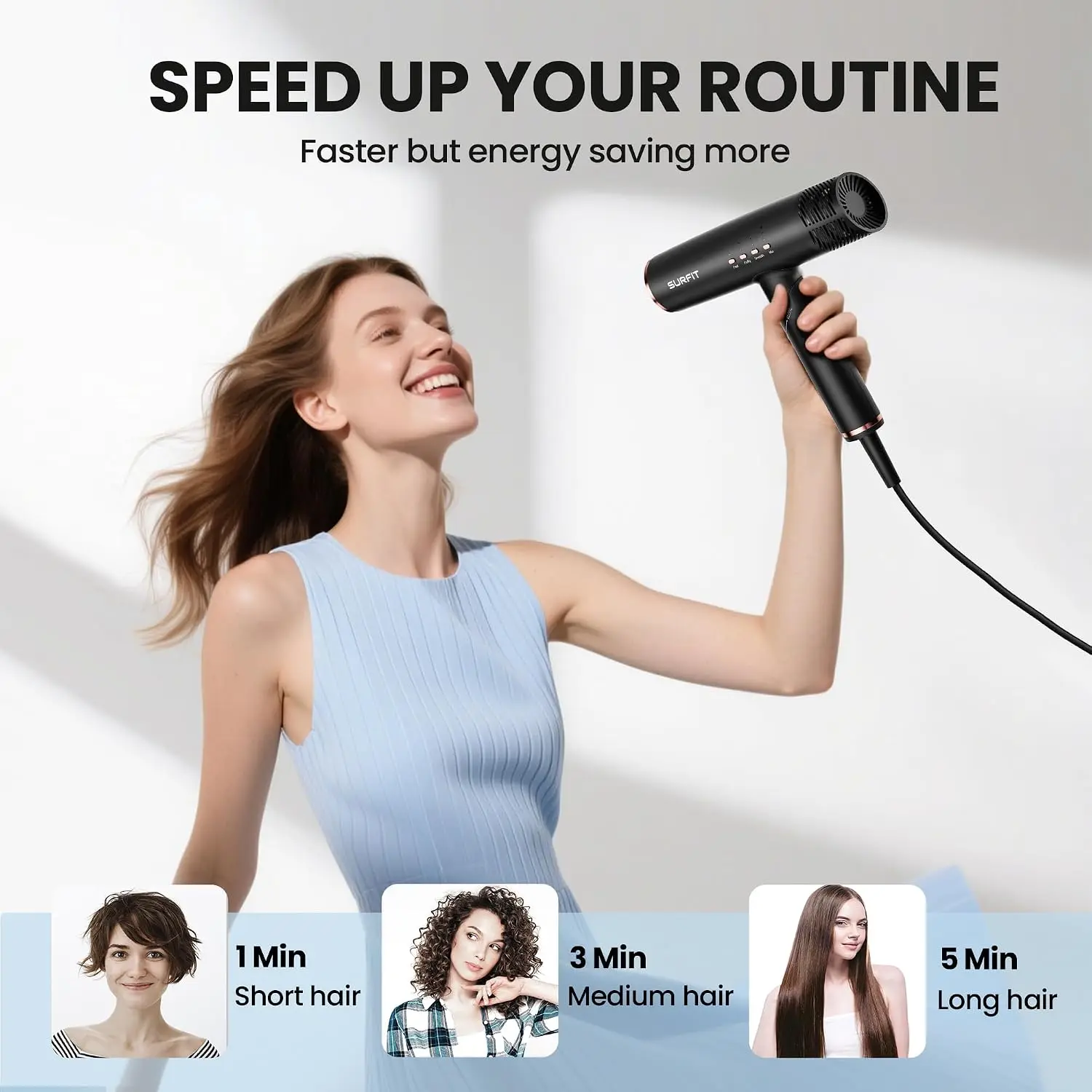 Professional-Grade Ionic Hair Dryer with Diffuser, 110K RPM High-Velocity Blow Dryer, Lightweight Quiet Design