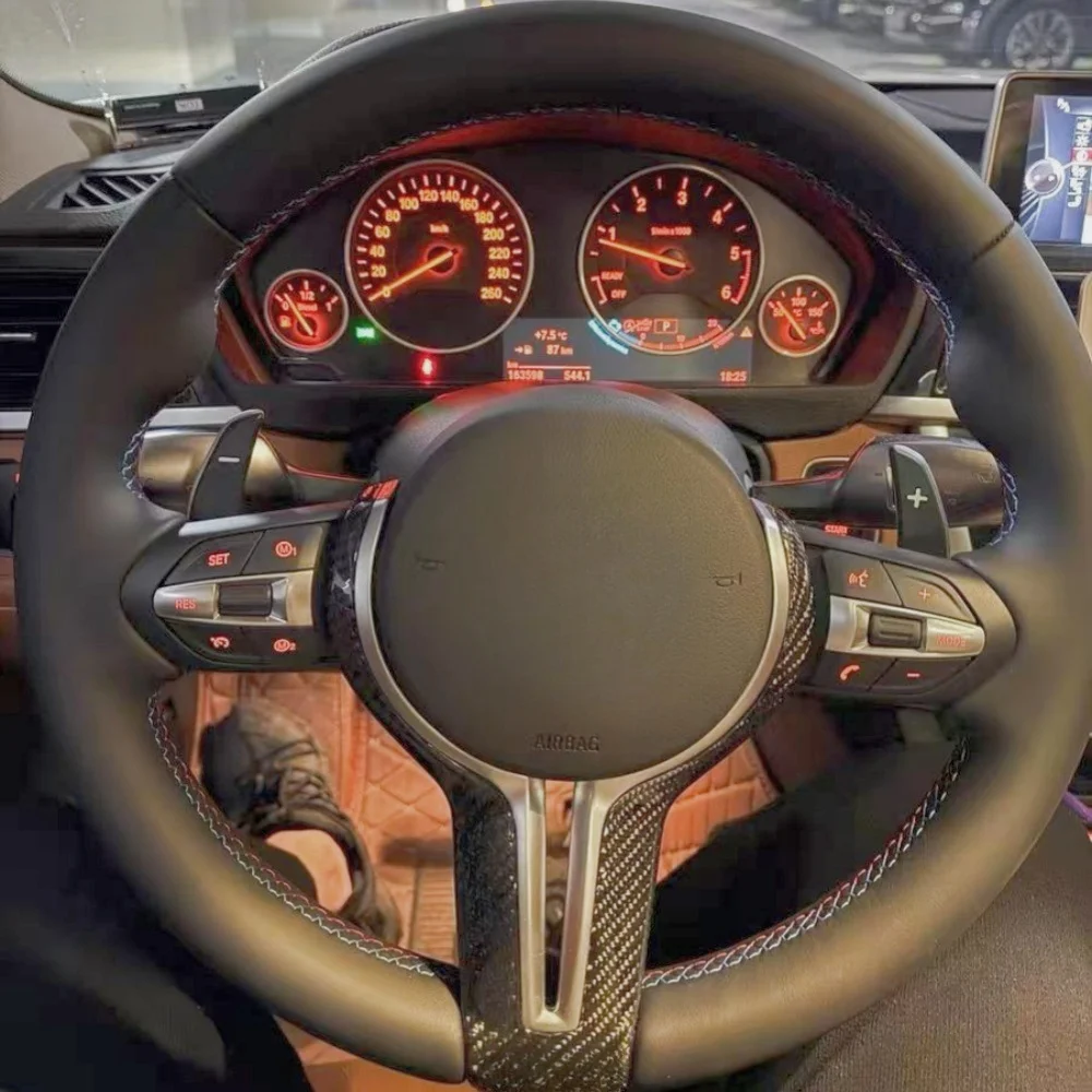 Custom Car Steering Wheel Braid Cover Soft 100% Fit For BMW M Sport F06 F10 F15 F16 F20 F21 F25 F30 Car Products Steering Wrap