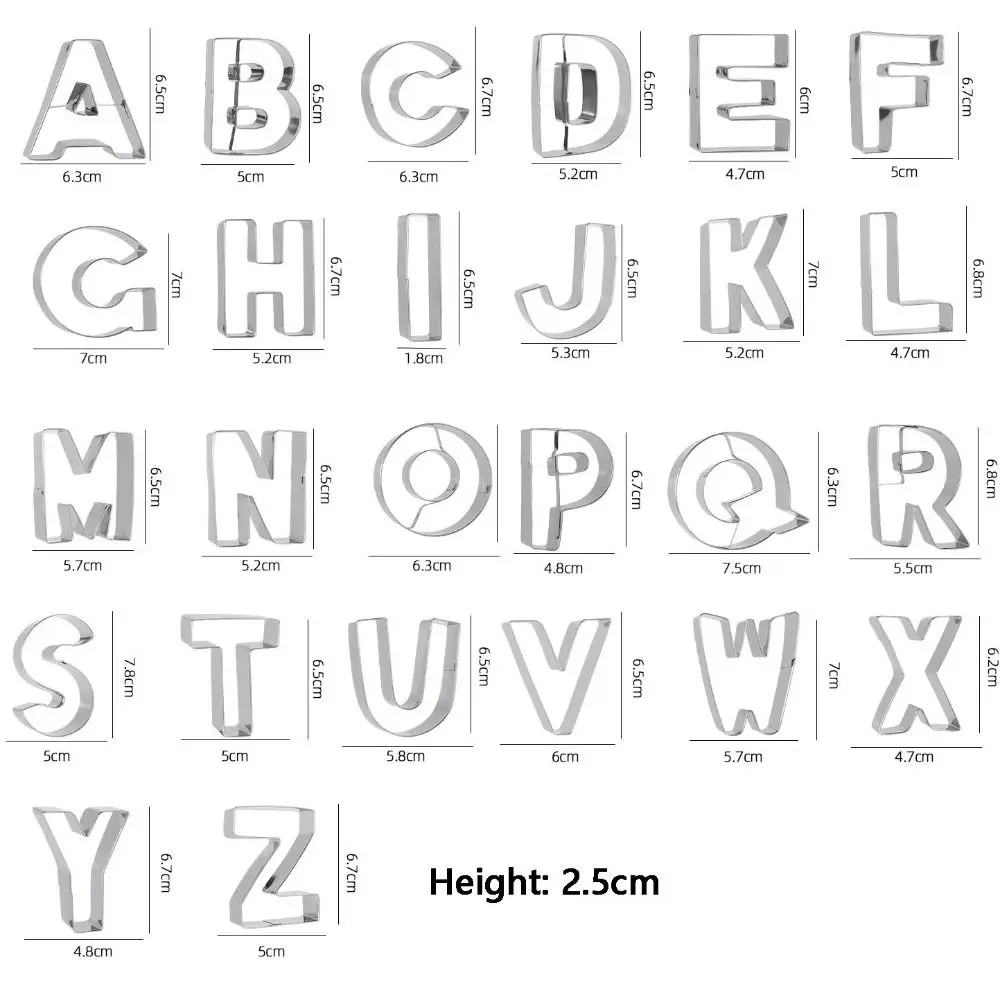 26 pièces en acier inoxydable Alphabet emporte-pièces ensemble presse à main antirouille lettre biscuit timbres 3D bricolage
