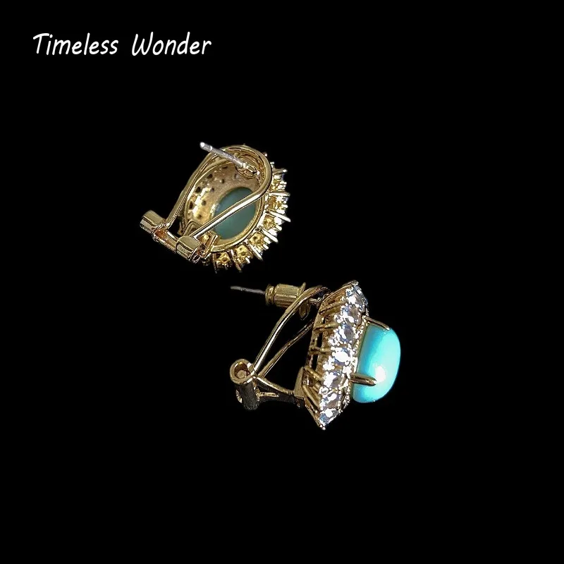 الخالدة عجب ريترو الزركون فو حجر قلادة سلاسل N زر أقراط النساء مصمم طقم مجوهرات العصرية نادر خمر 4612 #5