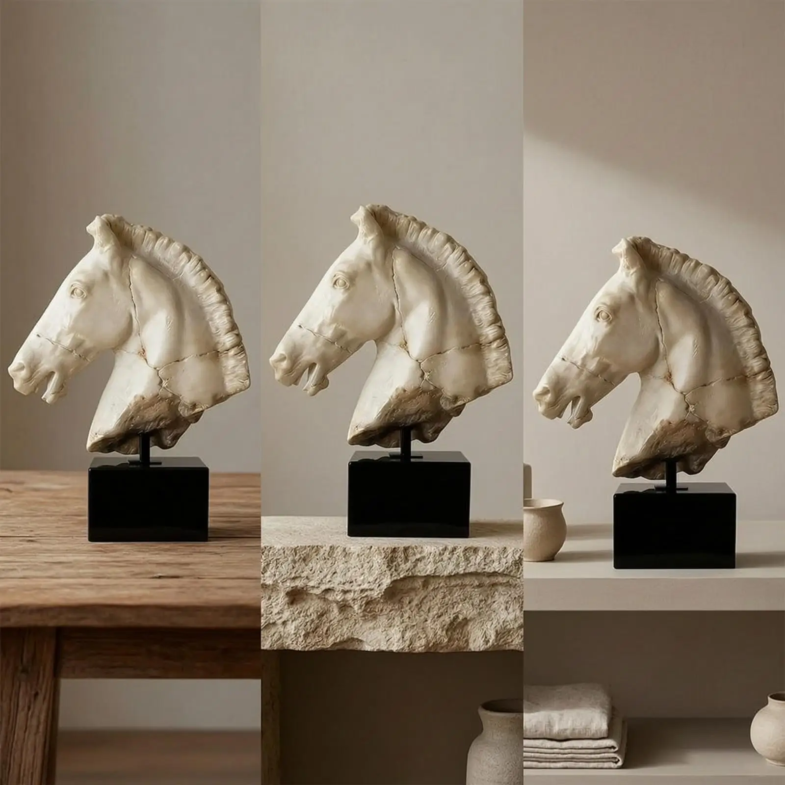Abstract Horse Decor Resin Statue Jade White Crackle Finish Creative Animal Figure for Entryway Table Modern Art Collectible