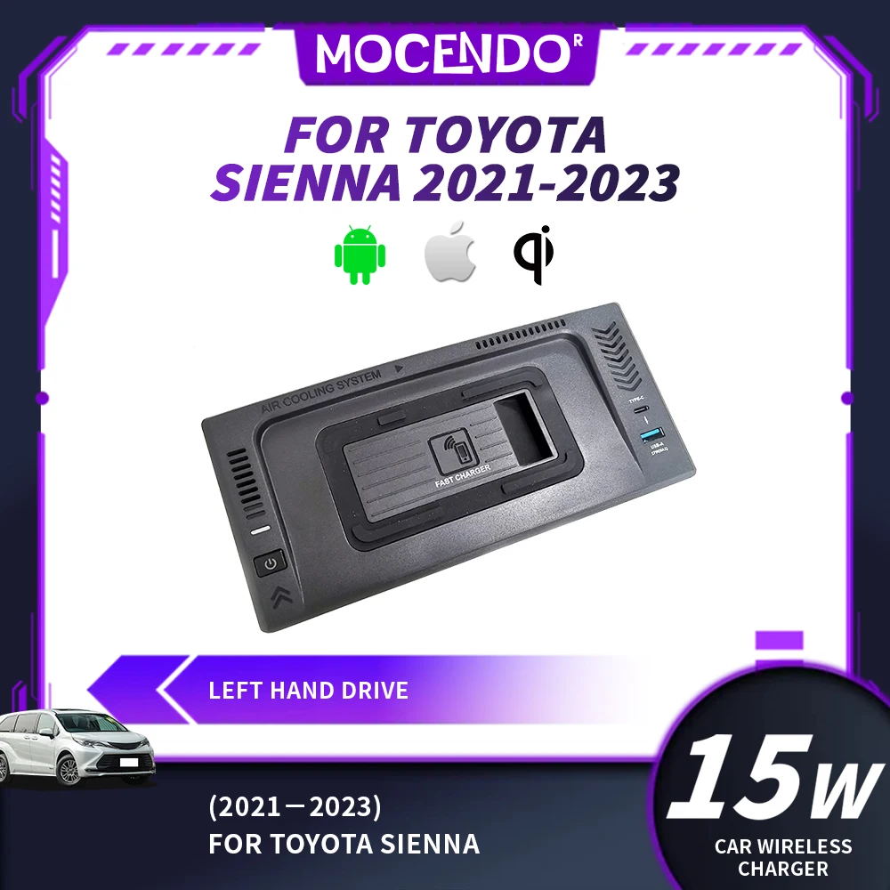Accesorios para auto Toyota Sienna 2021-2023 compatibles con Xiaomi, cargador de teléfono iPhone con carga rápida.