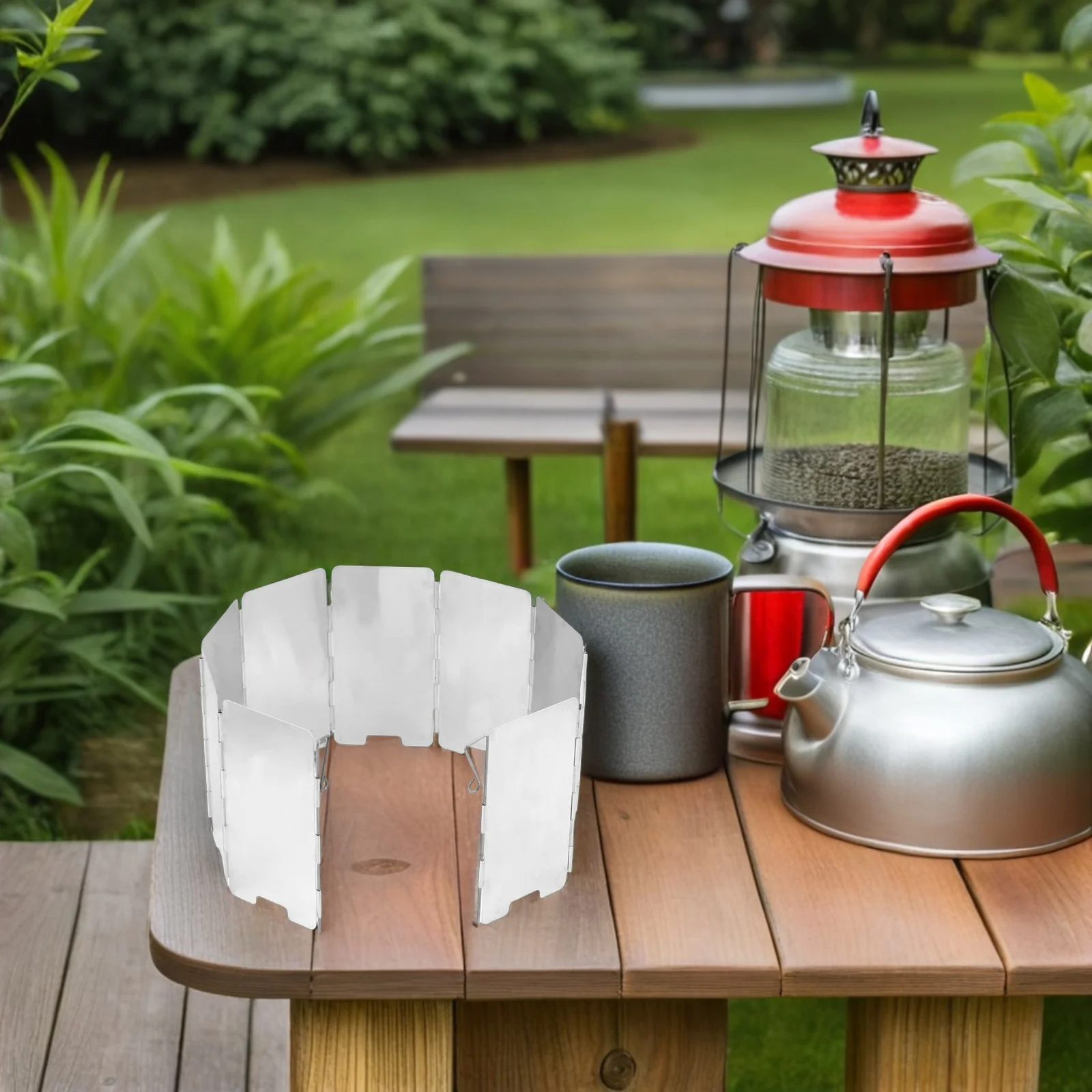 

Outdoor Stove Windscreen Aluminum Alloy Foldable Windshield Adjustable Camping Bbq Accessory Stove Wind Screen