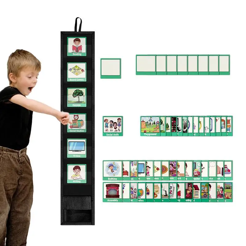 Visual Schedule Chart Daily Routine Chart Classroom Pocket Chart With 45 Activity & 9 Blank Cards Visual Behavioral Tool For