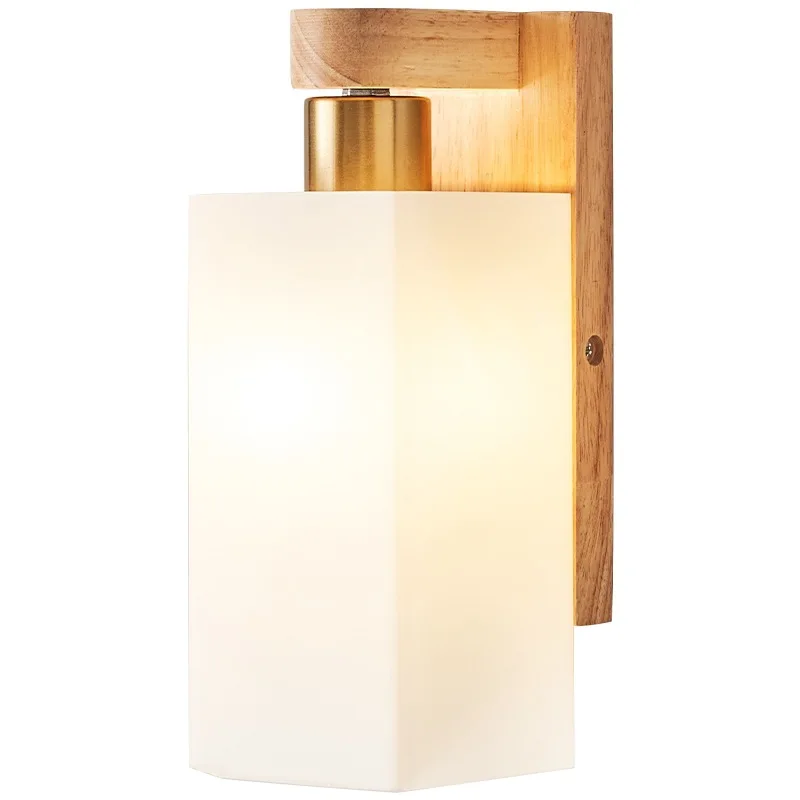 

Wall lamp Nordic solid wood living room background wall decorative lamp Japanese-style wabi sanfeng