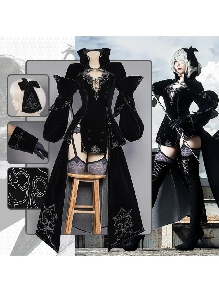 2B Cosplay Battler Outfit 2B Cosplay Kostuum Jurk Halloween Kostuums - afbeelding 2